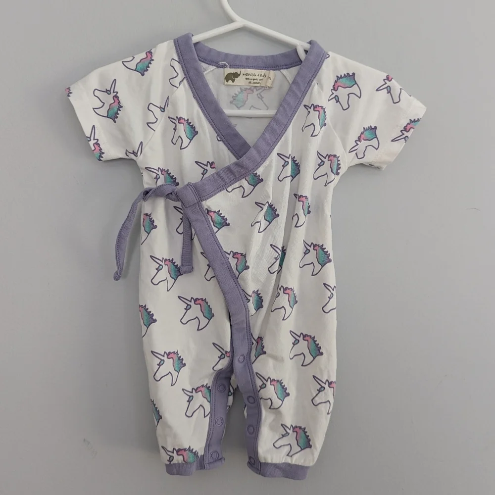 Girls Baby Monica & Andy Unicorn Rainbow Kimono One Piece 3-6 Months